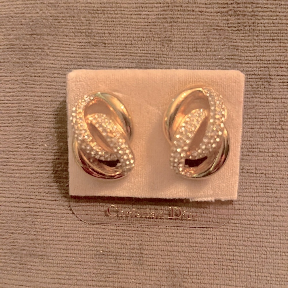 Christian Dior Interlocked (one gold tone, the other has Rhinestones) earrings